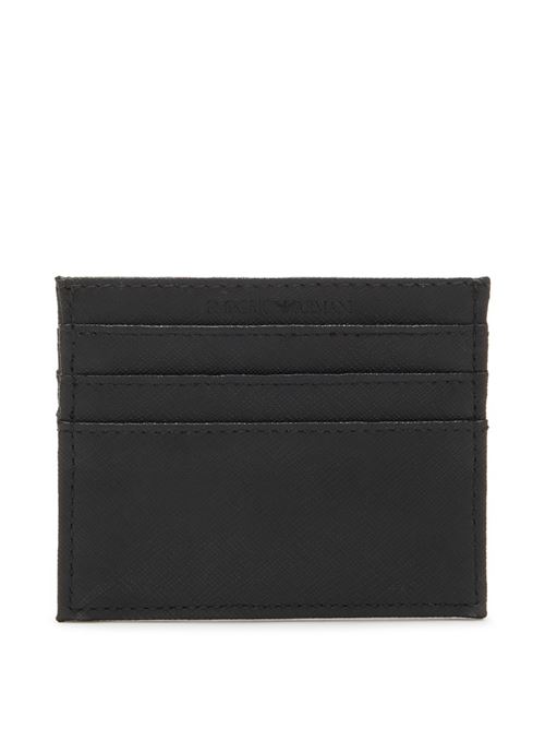 Porta tessere con pocket in pelle rigenerata saffiano con placchetta aquila Emporio Armani | Y4R173 Y138E.81072